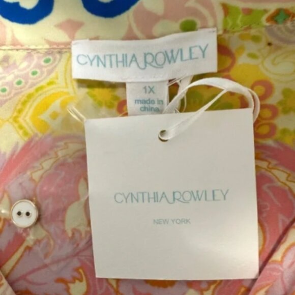 CYNTHIA ROWLEY Plus Long Sleeve Multicolor Blouse Size 1X - Picture 7 of 8